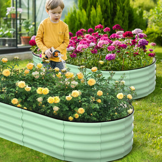 HiMISS Galvanized Steel Raised Garden Bed Planter Box