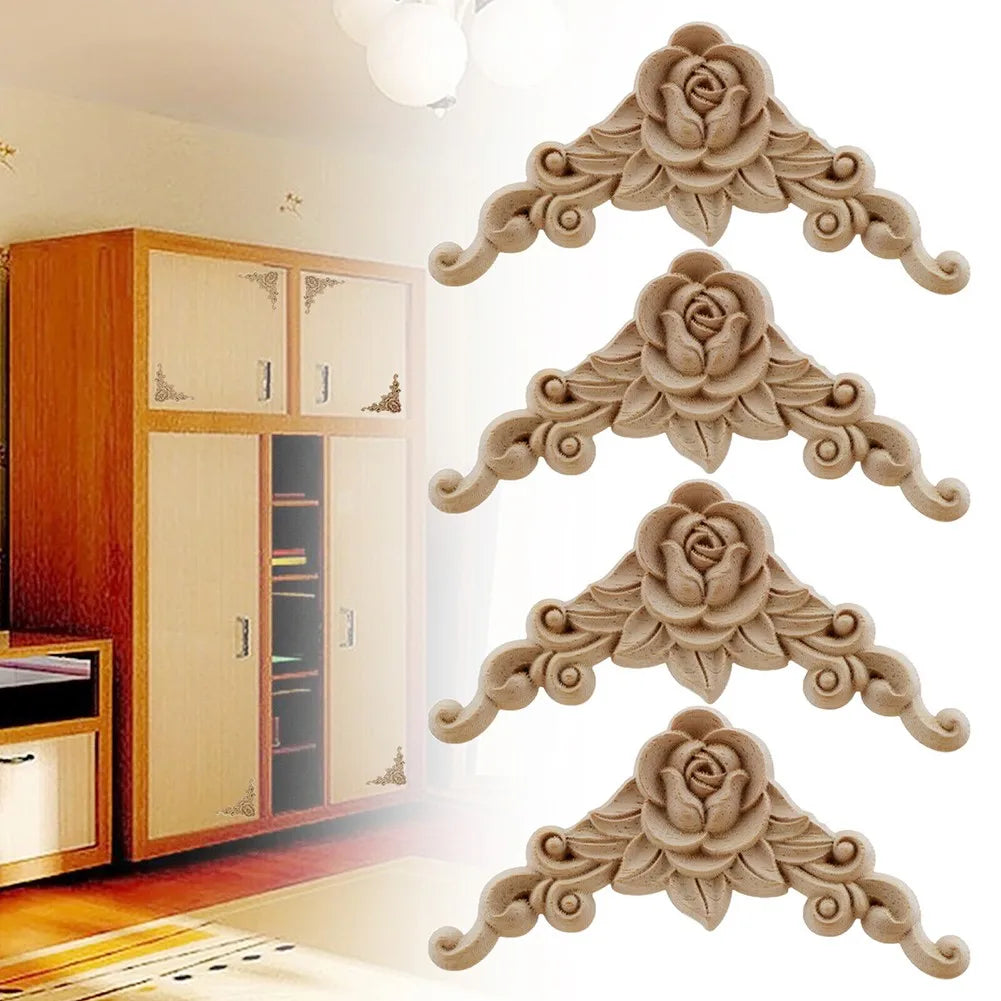 Decorative Wooden Carved Corner Appliques For Walls And Doors