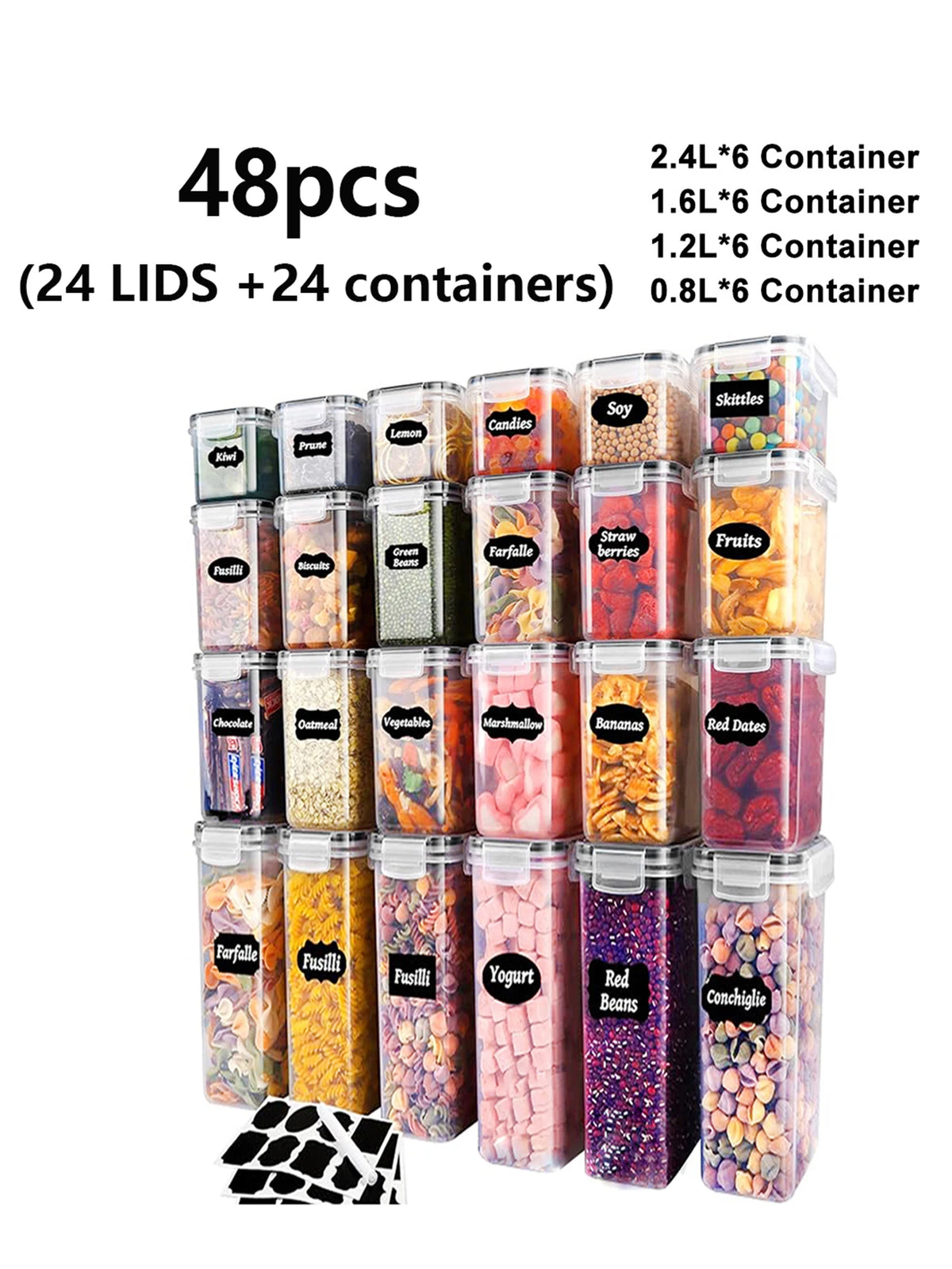 Sealed Plastic Food Storage Containers With Lids For Kitchen Pantry