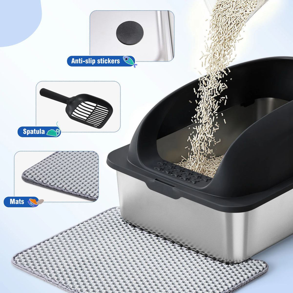 Stainless Steel Cat Litter Box With Lid And Odor Resistant