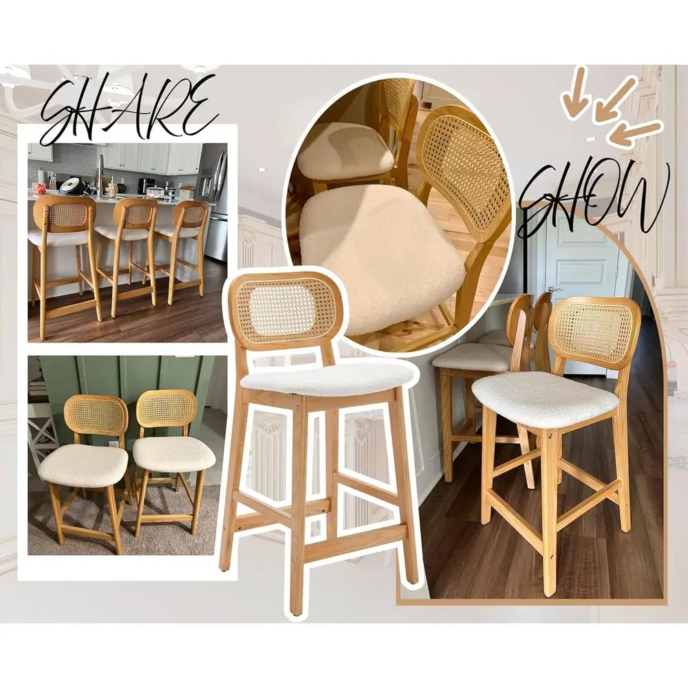 Premium Counter Height Bar Stools With Soft Sherpa Cushions