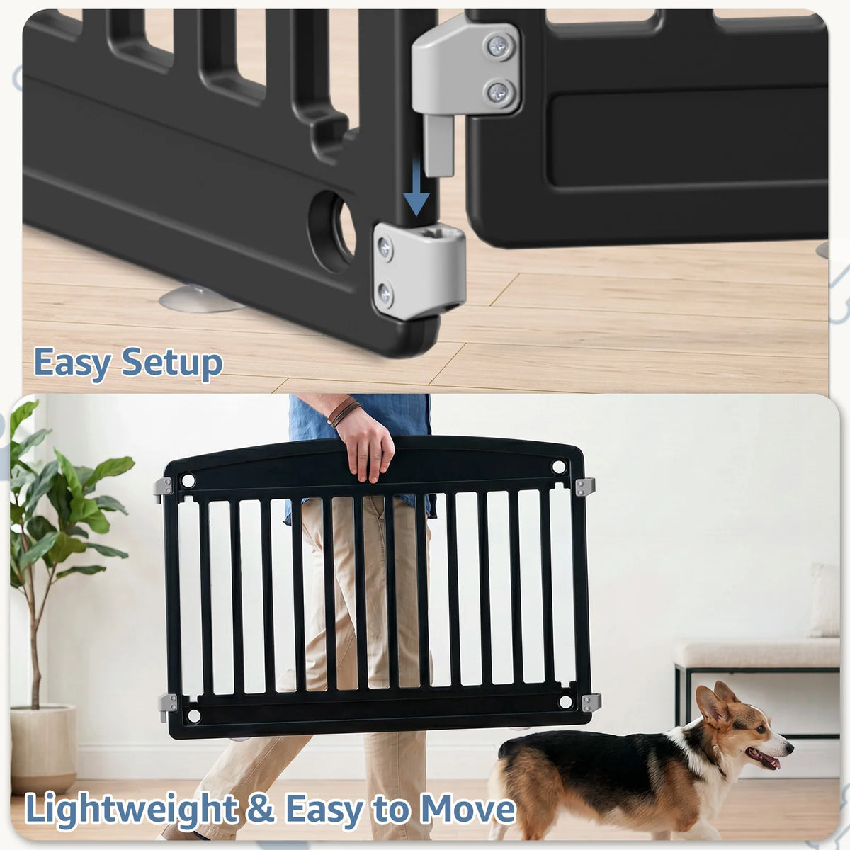 JHK Plastic Dog Playpen Expandable Indoor Outdoor Pet Fence