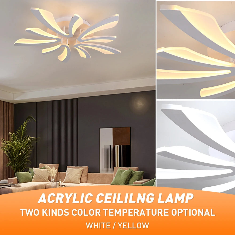 Acrylic Modern Ceiling Lamp Chandelier Pendant Light Led Living Dining Room Luminair Nordic Indoor Hotel Flower Decor