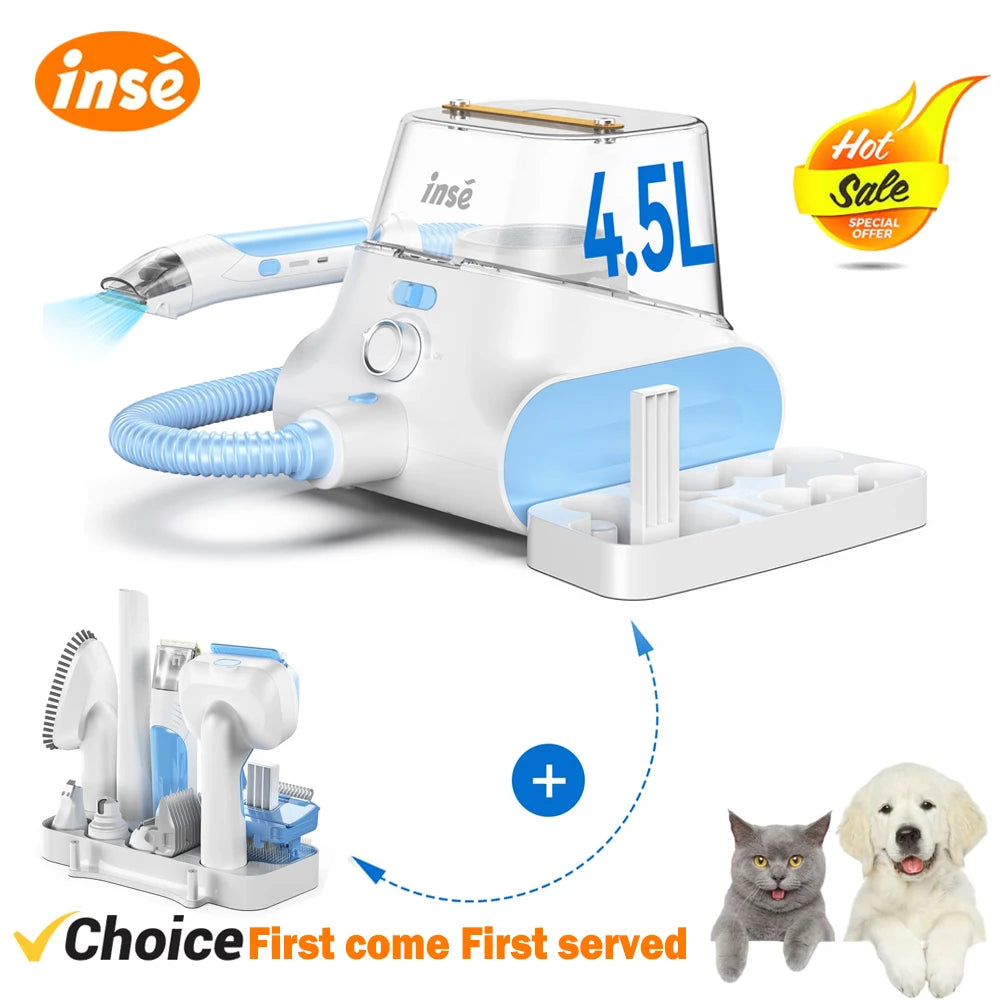 INSE P30 Quiet Pet Grooming Vacuum With Handheld Clipper