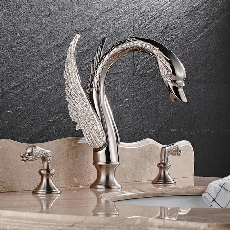Saeuwtowy Modern Dual Handle Widespread Bathroom Basin Faucet