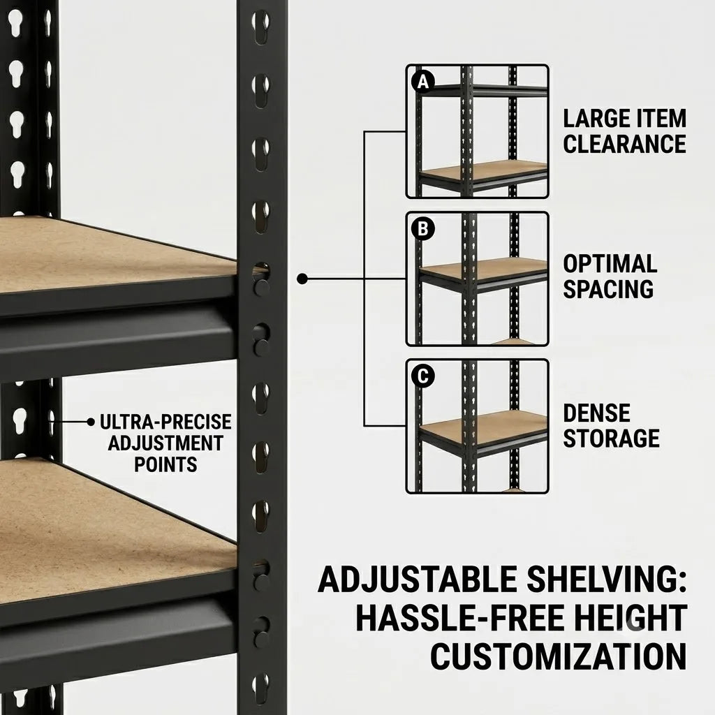 Slim 5 Tier Metal Shelving Unit Heavy Duty Storage Organizer