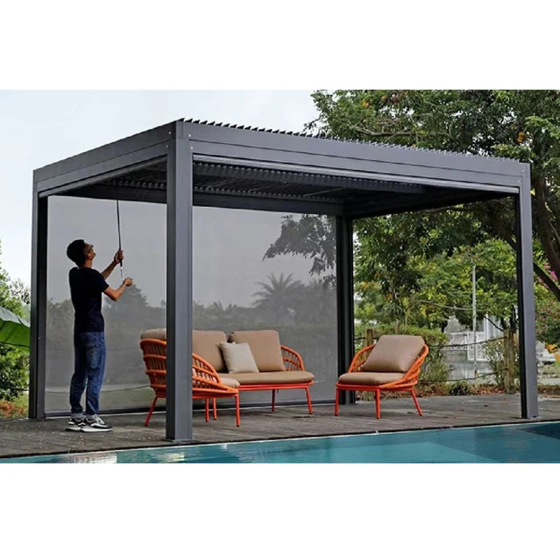 Bioclimatic Aluminum Pergola With Waterproof Adjustable Louver Roof for Outdoor Use