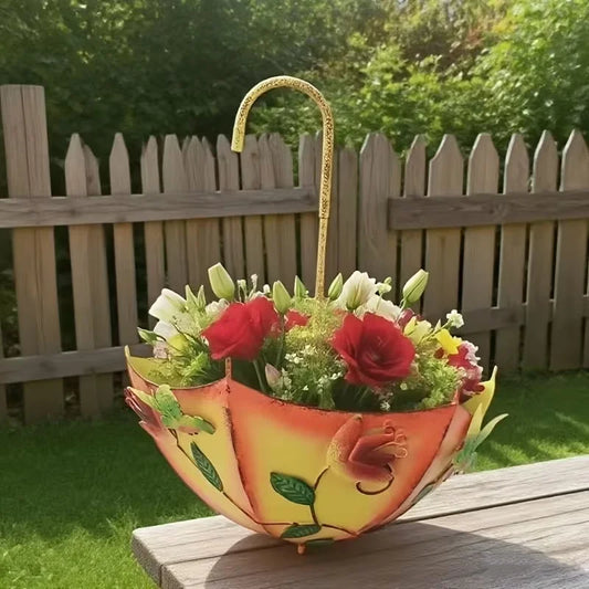 Farmhouse Umbrella Shaped Metal Wall Mounted Hanging Planter