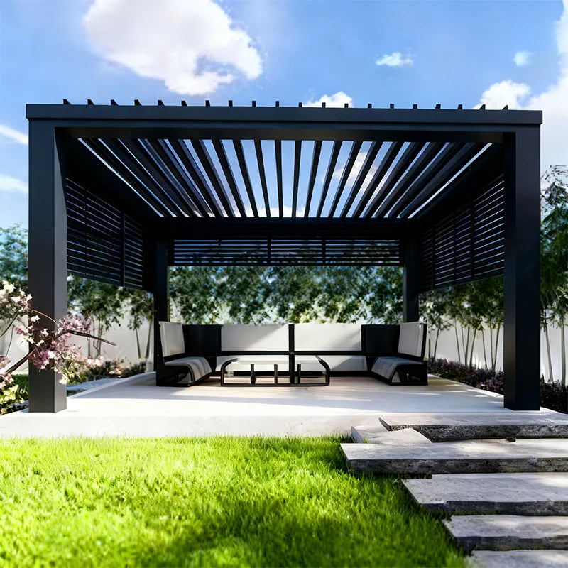 Motorized Aluminum Louvered Pergola For Outdoor Living Spaces