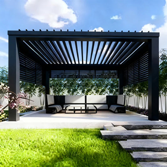 Motorized Aluminum Louvered Pergola For Outdoor Living Spaces