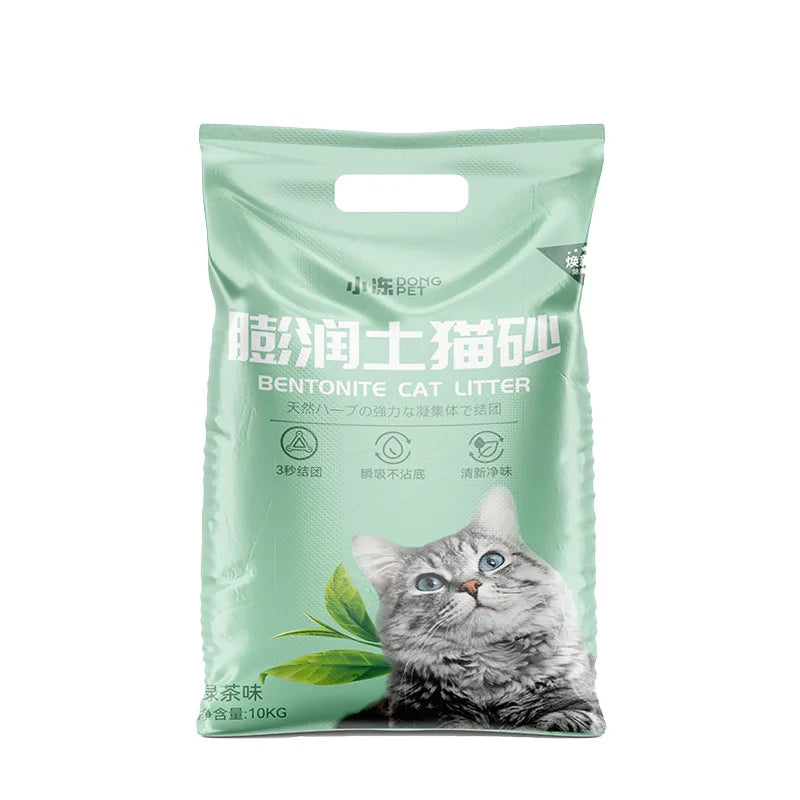 Bentonite cat litter, 20 lbs—great value, superior odor control, ultra-strong clumping, low-dust tofu‑based formula with green t