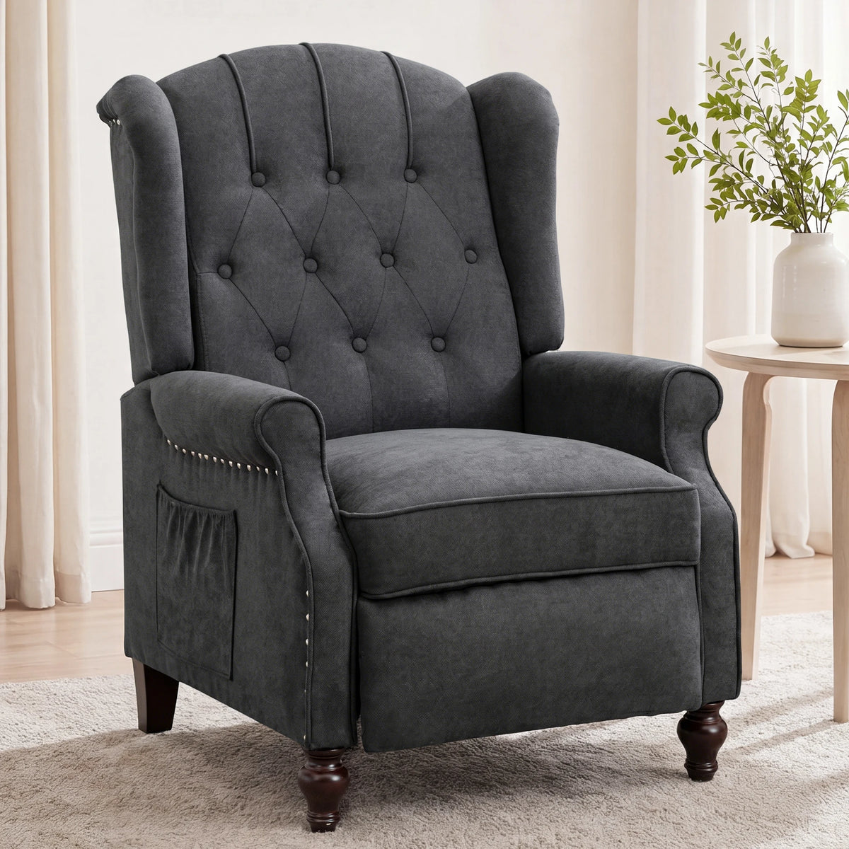TCGBKAF Mid Century Wingback Massage Heated Recliner