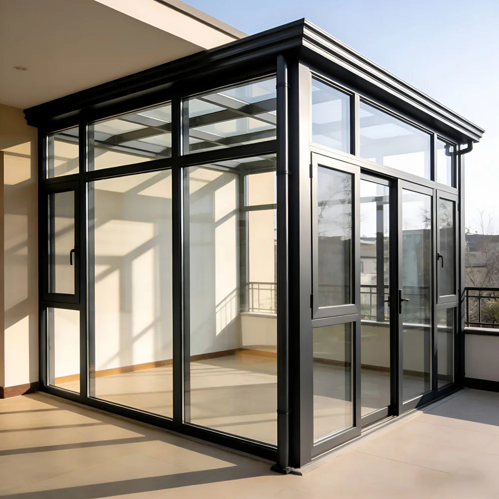 Outdoor Aluminum Glass Sunroom Conservatory With Sliding Glass Door