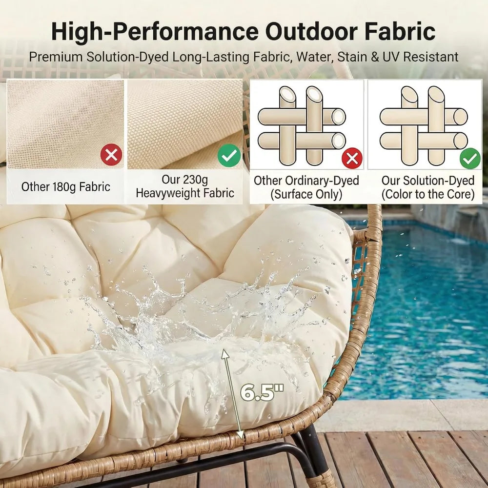 Oversized Double Egg Chair Loveseat With Padded Cushions