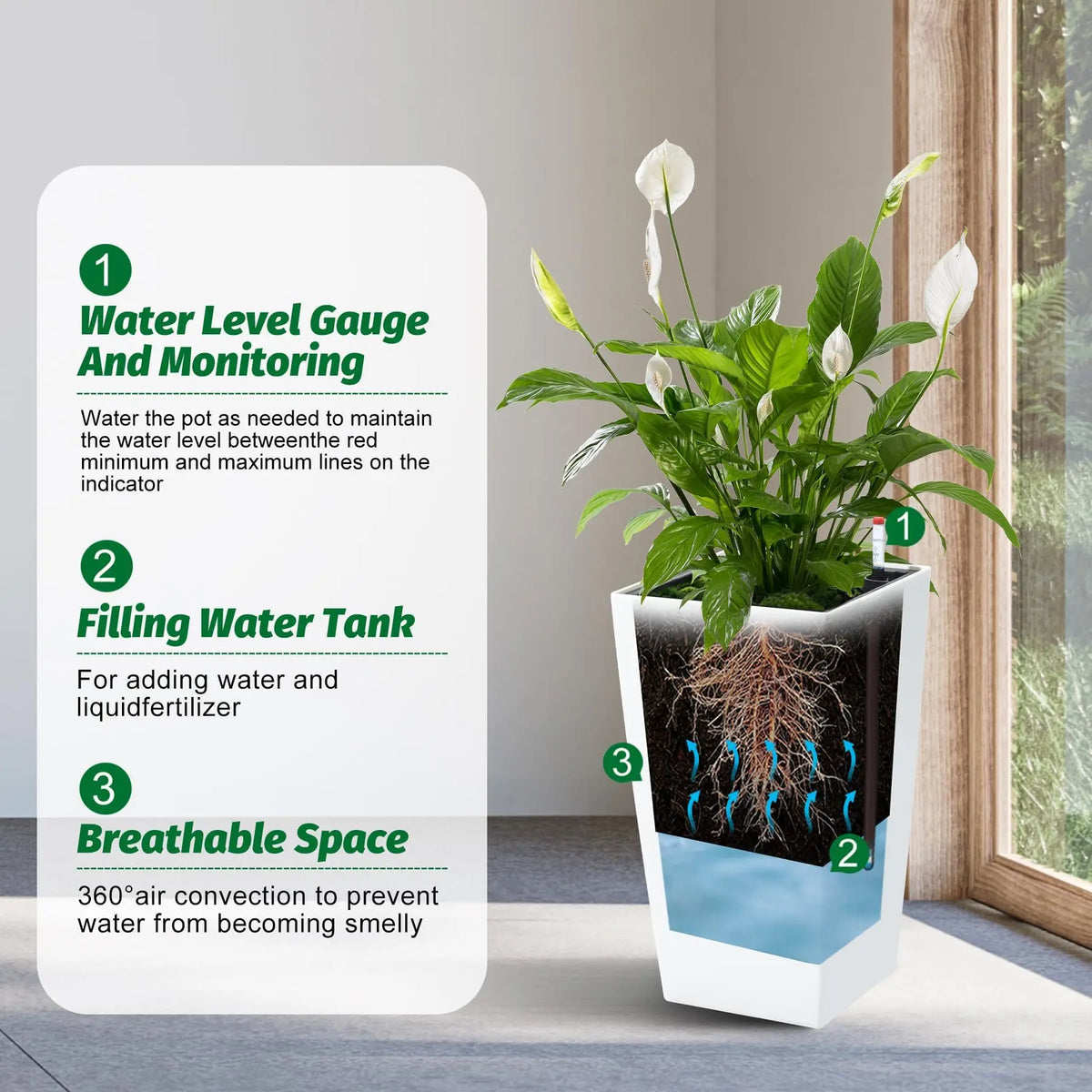 HiMISS Self Watering Planter Pots Set For Indoor Outdoor Plants