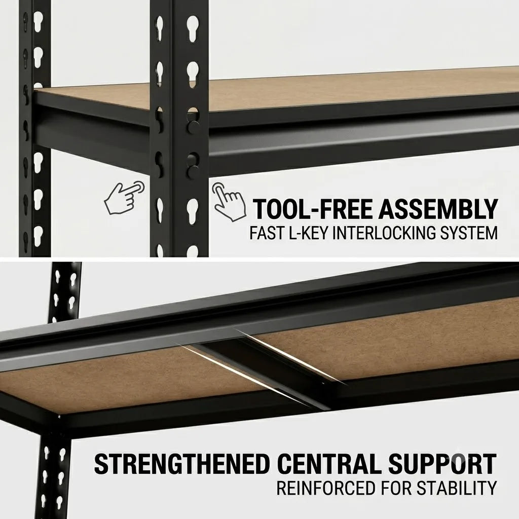 Slim 5 Tier Metal Shelving Unit Heavy Duty Storage Organizer