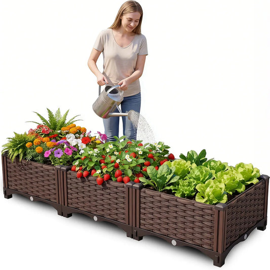 Raised Garden Bed Kit Outdoor Plastic Planter For Vegetables Herbs