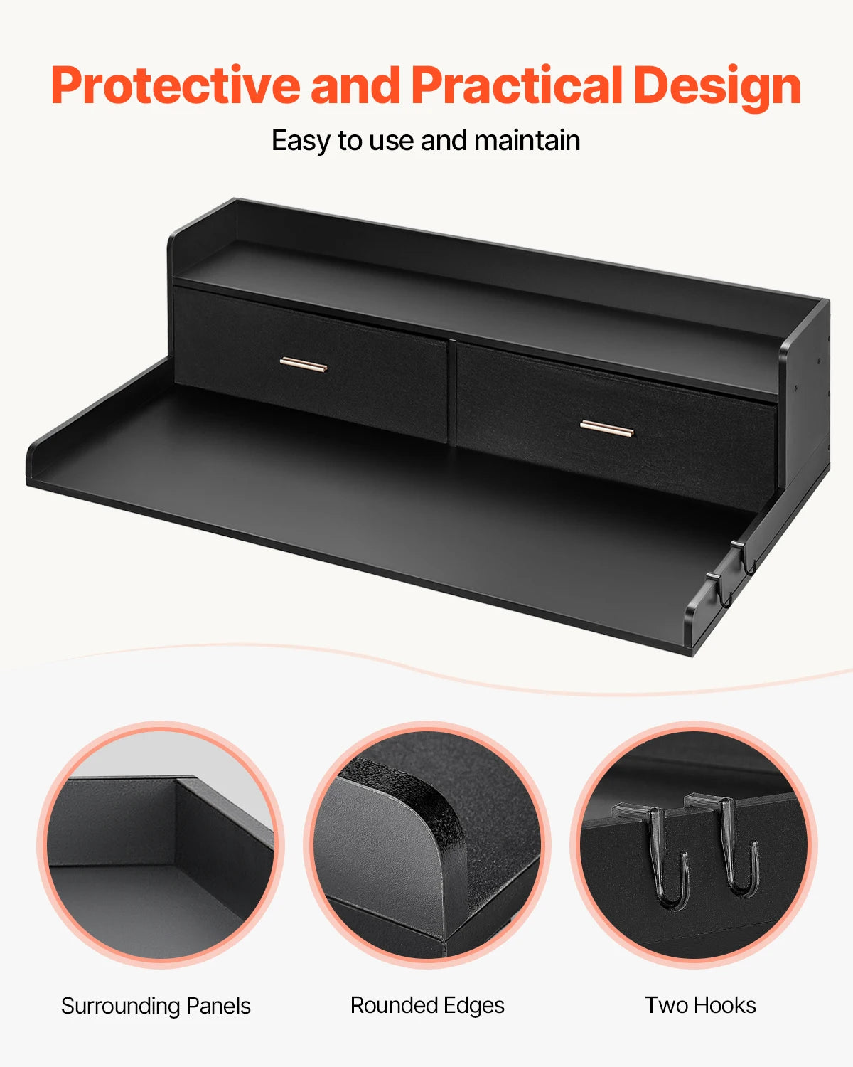 SucceBuy Wall Mounted Washer Dryer Countertop With Storage Shelf