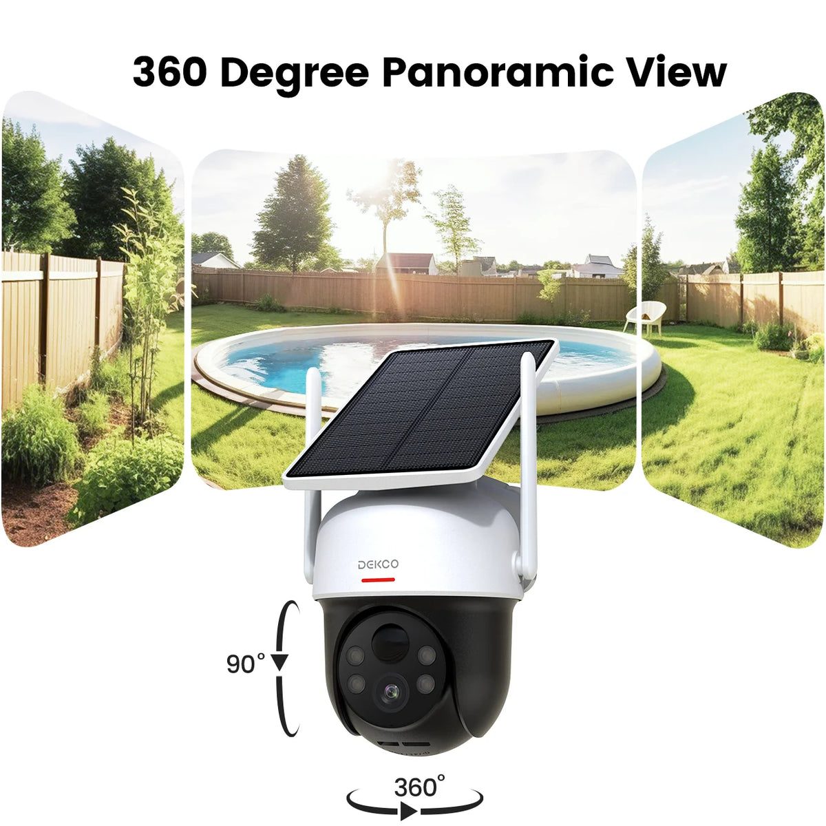 DEKCO Wire Free Solar WiFi Security Camera With Two Way Audio
