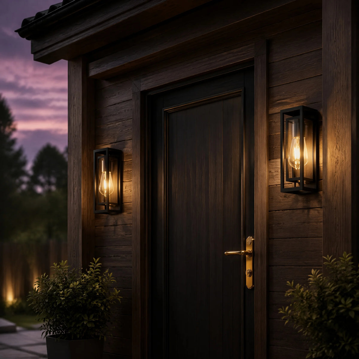 ARLGSITE 14" Black Outdoor Wall Lights, Waterproof Exterior Lanterns with Clear Glass for Porch Garage, 2-Pack