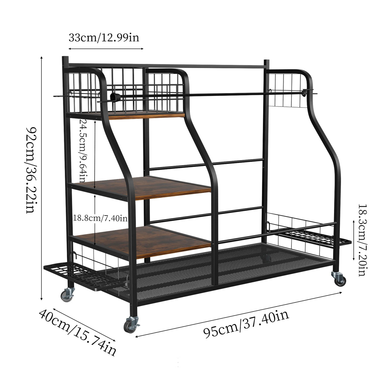 Rolling Multi Tier Golf Bag Storage Rack For Sports Equipment