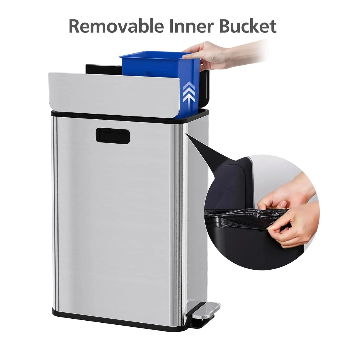 Garvee Modern Dual Step Kitchen Trash Bin With Soft Close
