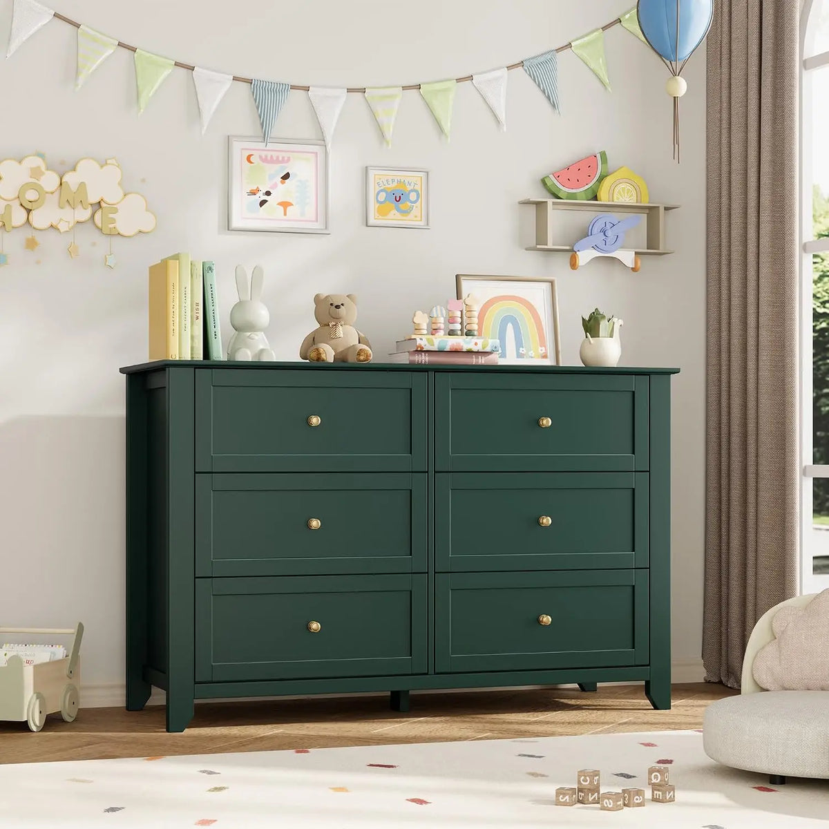 Garvee Six Drawer Solid Wood Bedroom Storage Cabinet