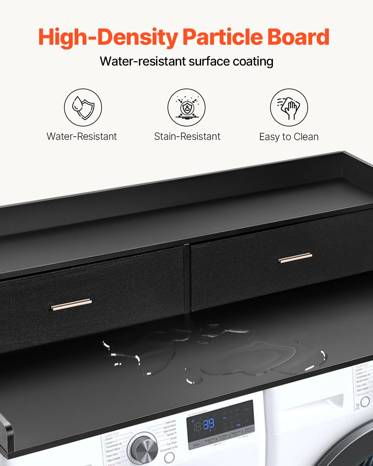 SucceBuy Wall Mounted Washer Dryer Countertop With Storage Shelf