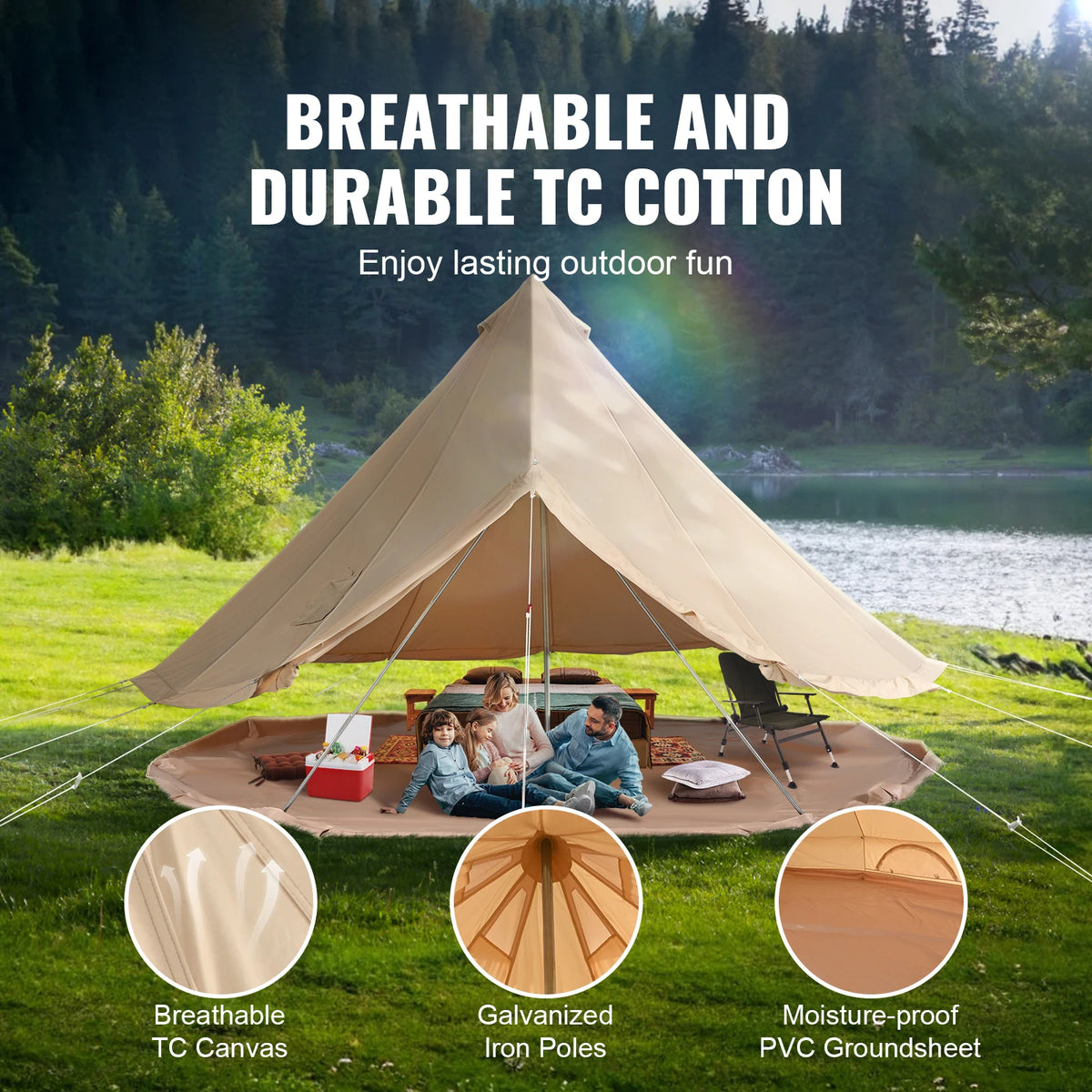 SucceBuy Canvas Bell Tent With Stove Jack For Camping