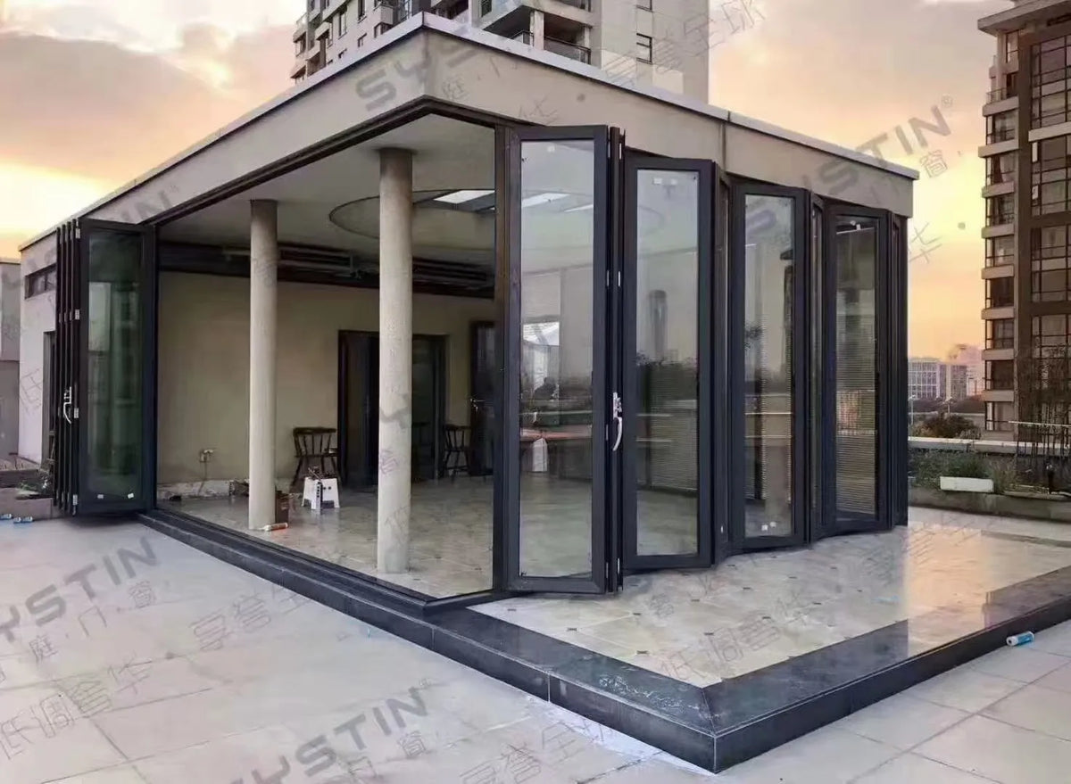 Aluminum Thermal Break Sliding Patio Bi Fold Glass Door