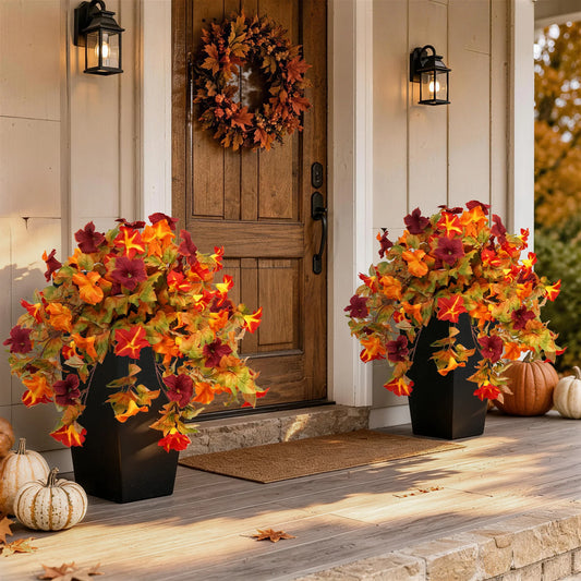 Olitree Faux Autumn Morning Glory Pots For Outdoor Patio Displays