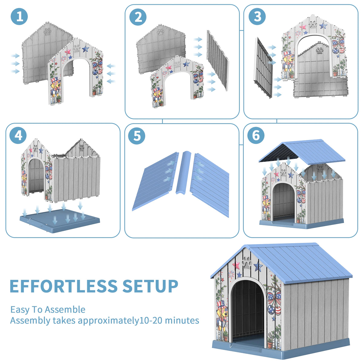Weatherproof Plastic Dog House Outdoor Pet Shelter
