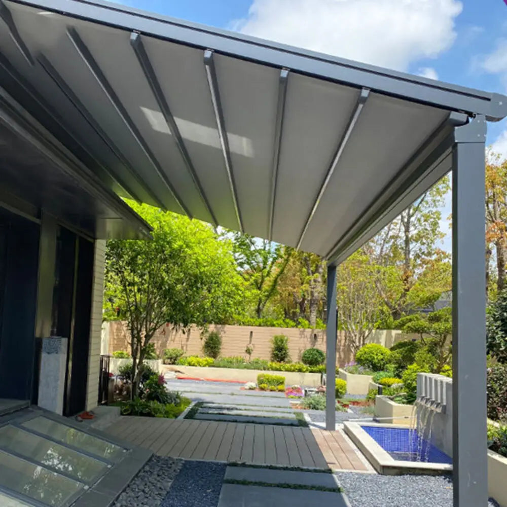 Motorized Retractable PVC Folding Patio Awning Outdoor Sun Shelter