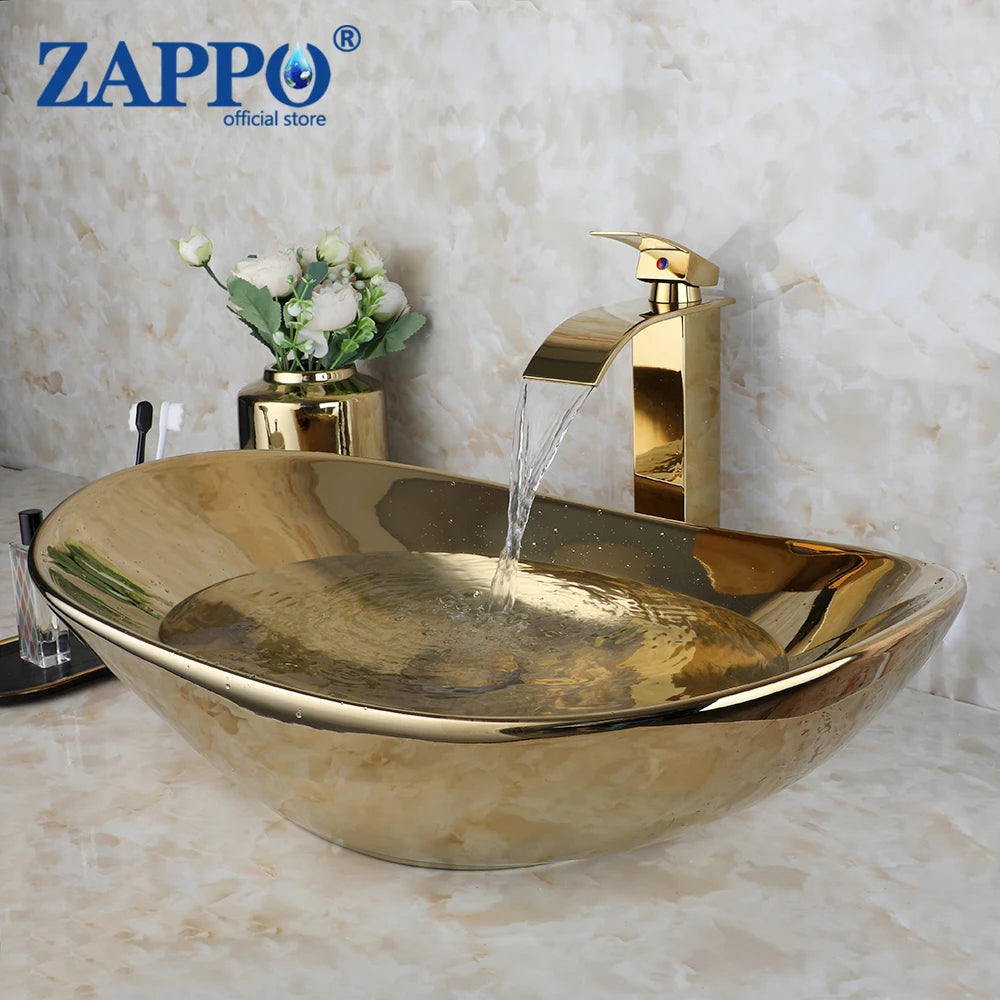 MEKKHALA Ceramic Vessel Sink Bathroom Basin Faucet Set