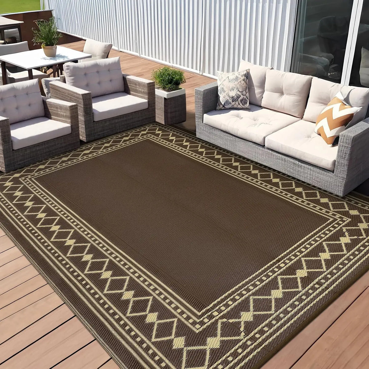 Twister.CK Reversible Waterproof Outdoor Rug For Deck And Porch