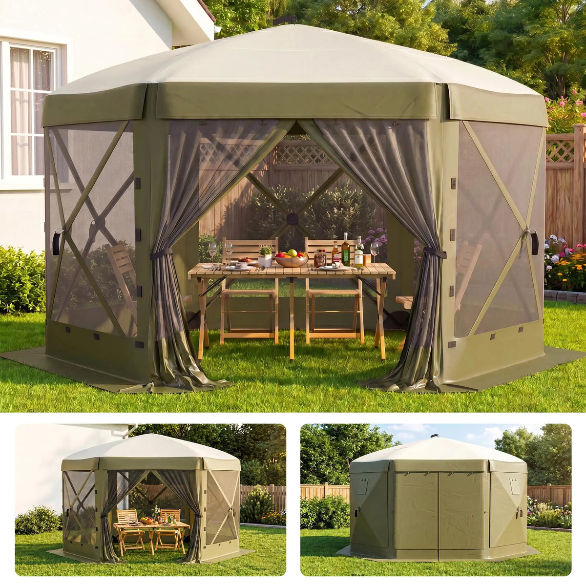 HiMISS Pop Up Gazebo Screen Tent With Removable Wind Walls