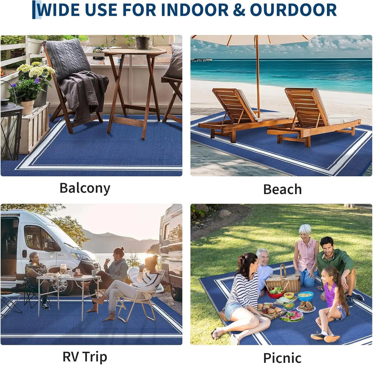 Garvee Waterproof Soft Fluffy Non Slip Indoor Outdoor Rug