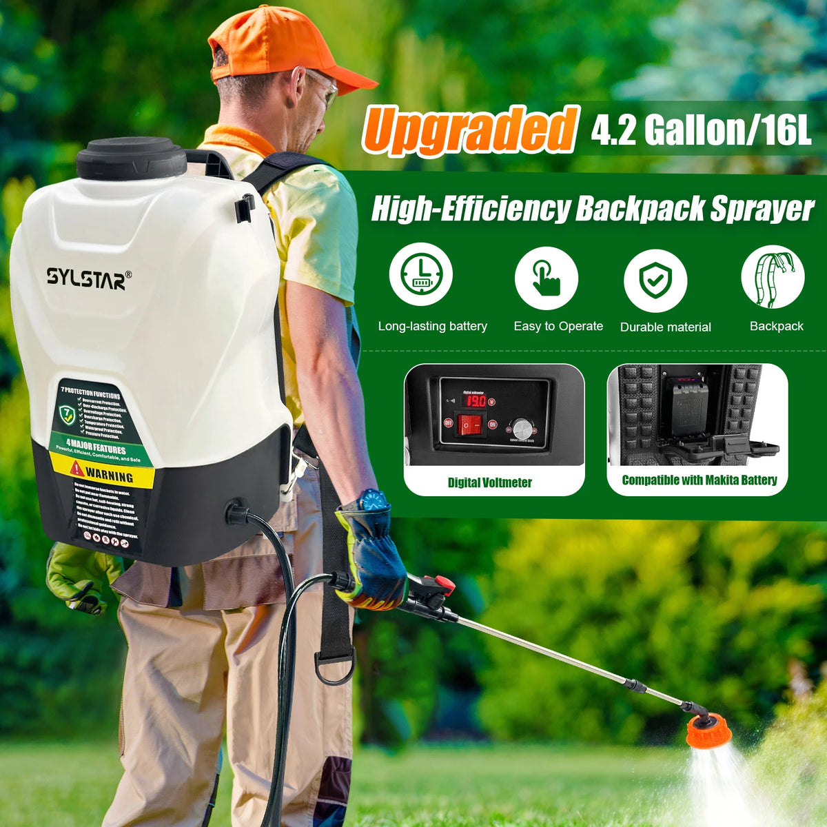 Electric Garden Sprayer With Telescopic Wand And Multiple Nozzles