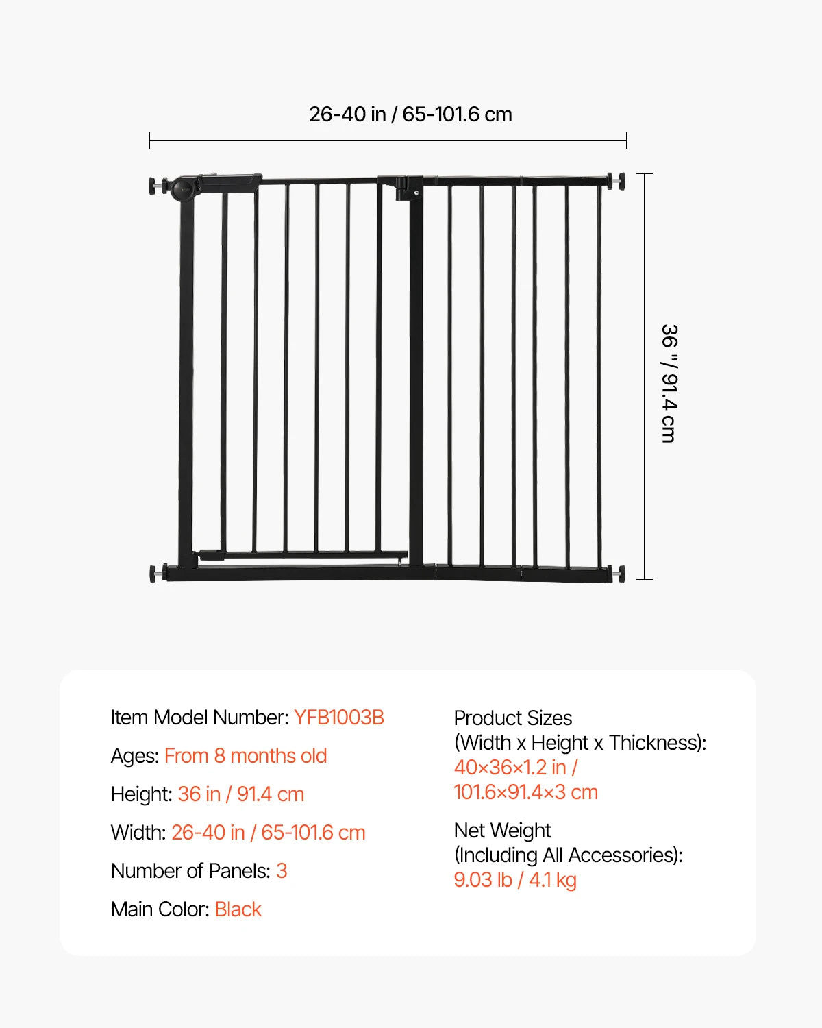 SucceBuy Pressure Mount Baby Gate For Dogs And Children