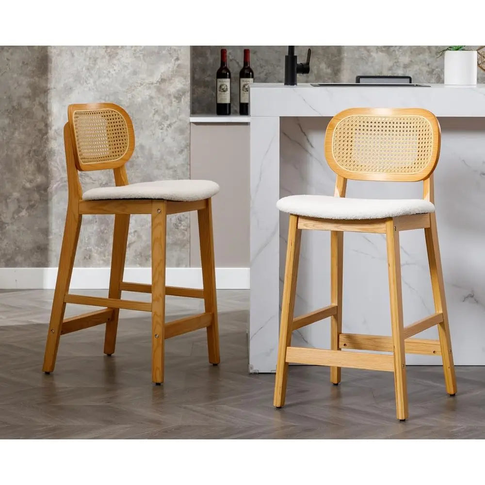 Premium Counter Height Bar Stools With Soft Sherpa Cushions