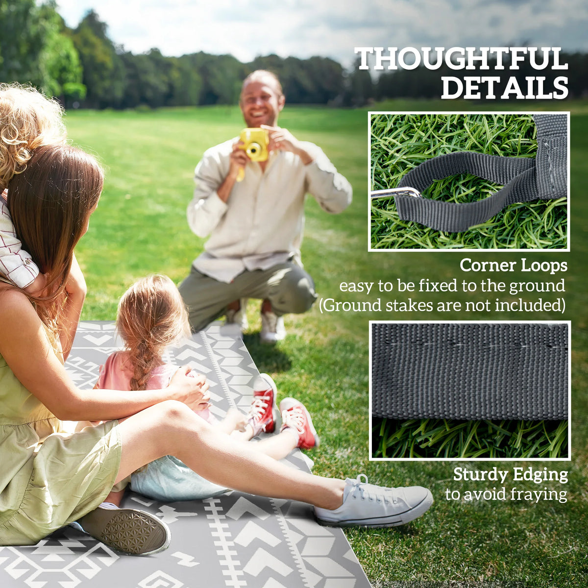 Modern Geometric Polypropylene Outdoor Rug Non Slip Garden Patio Decor