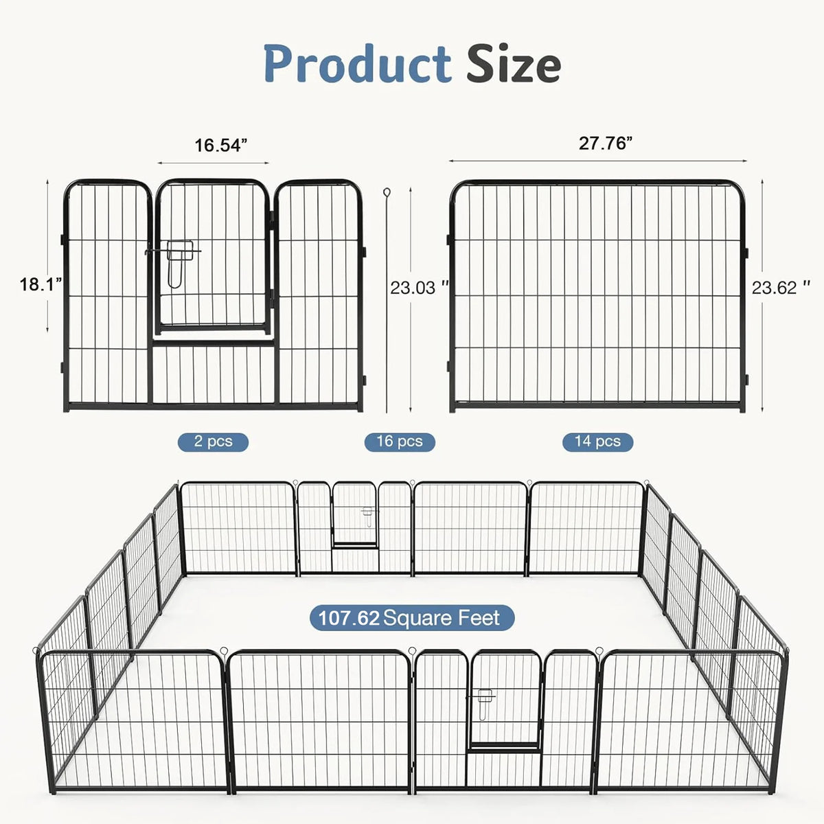 JHK Foldable Metal Dog Playpen For Indoor And Outdoor Use