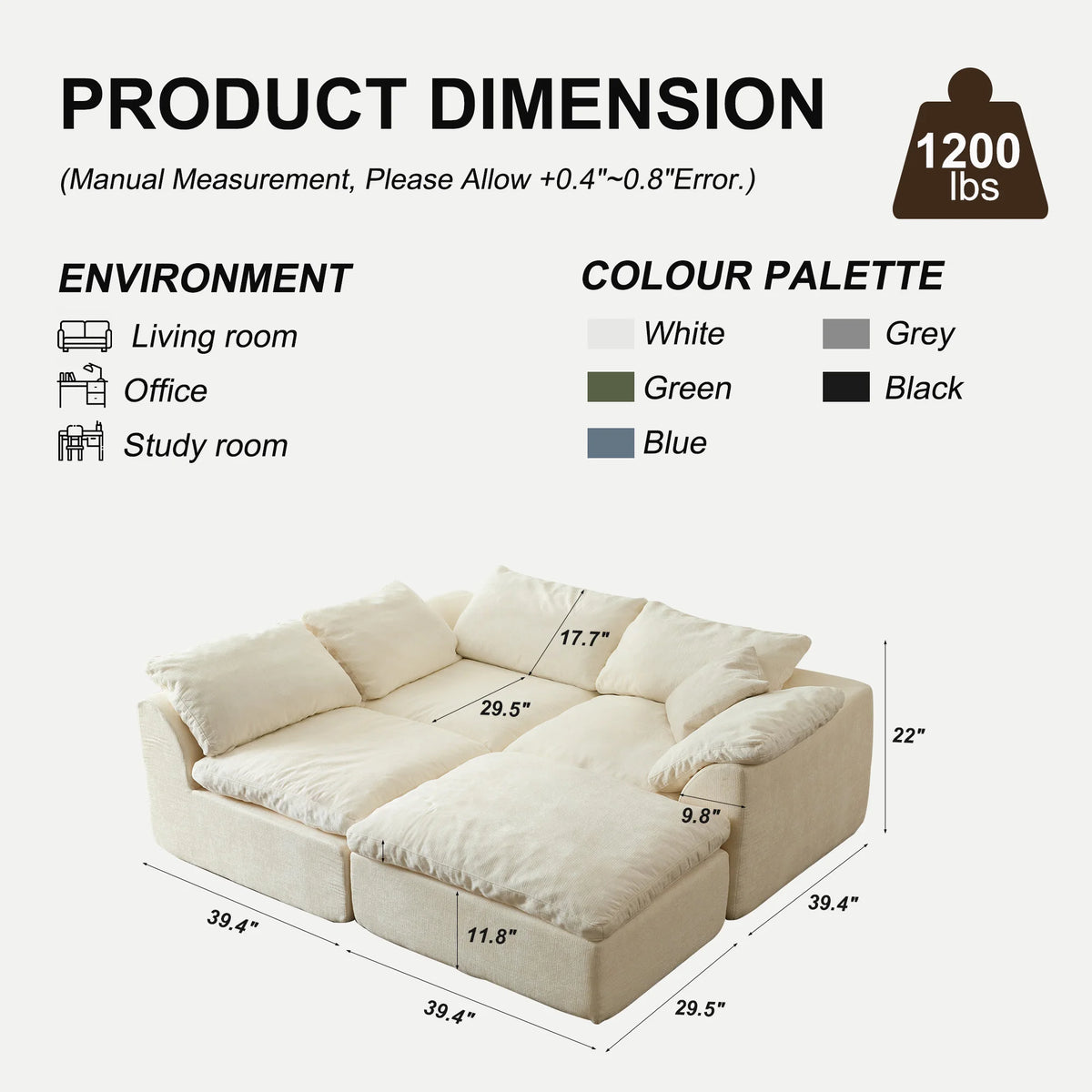 Yeflixvrau Modern Modular Sectional Sofa With Deep Seating For Homes