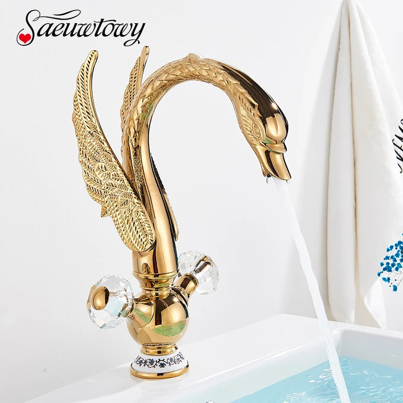 Saeuwtowy Deck Mounted Bathroom Basin Faucet Single Hole Mixer Tap