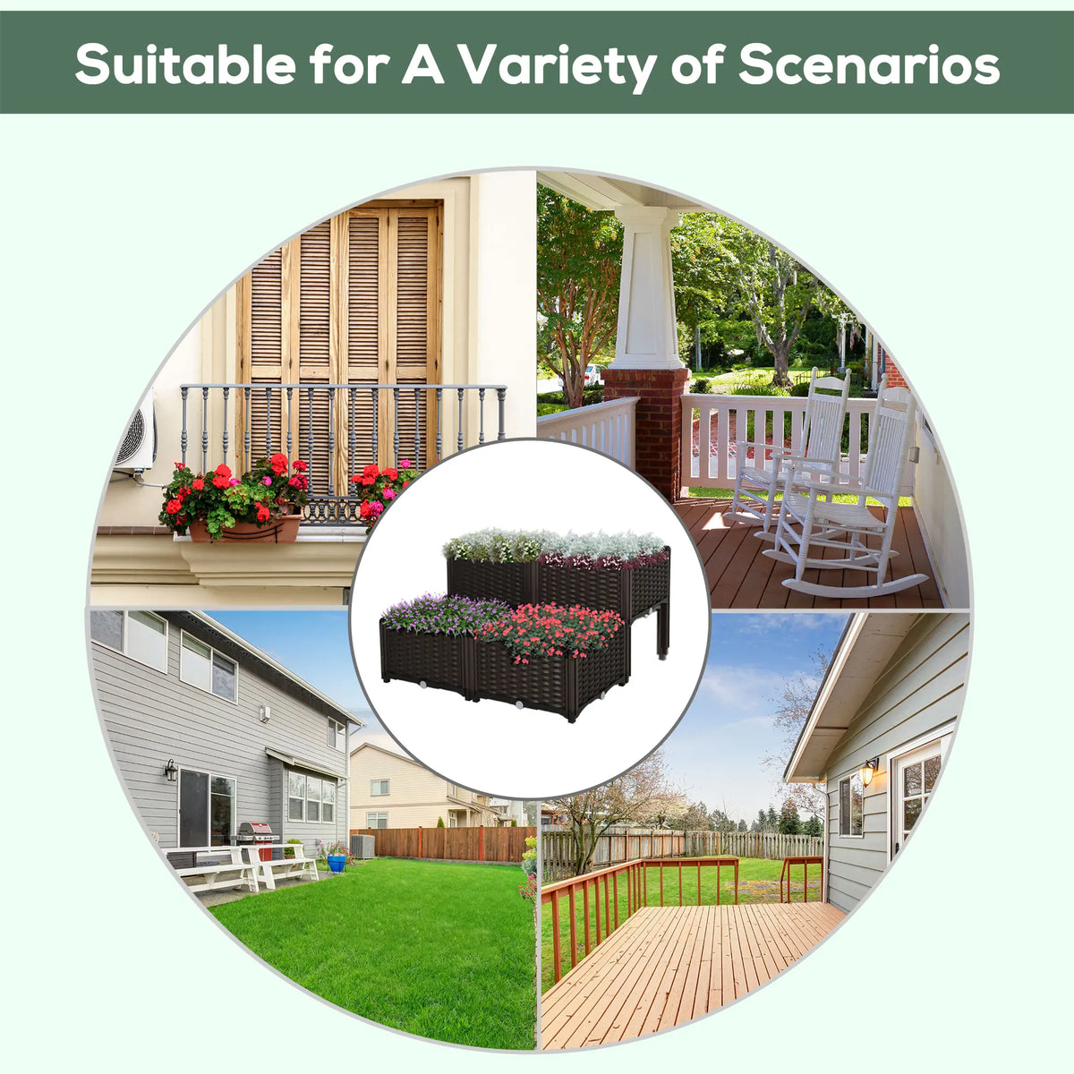 Outsunny Four Piece Raised Flower Bed Vegetable Herb Planter