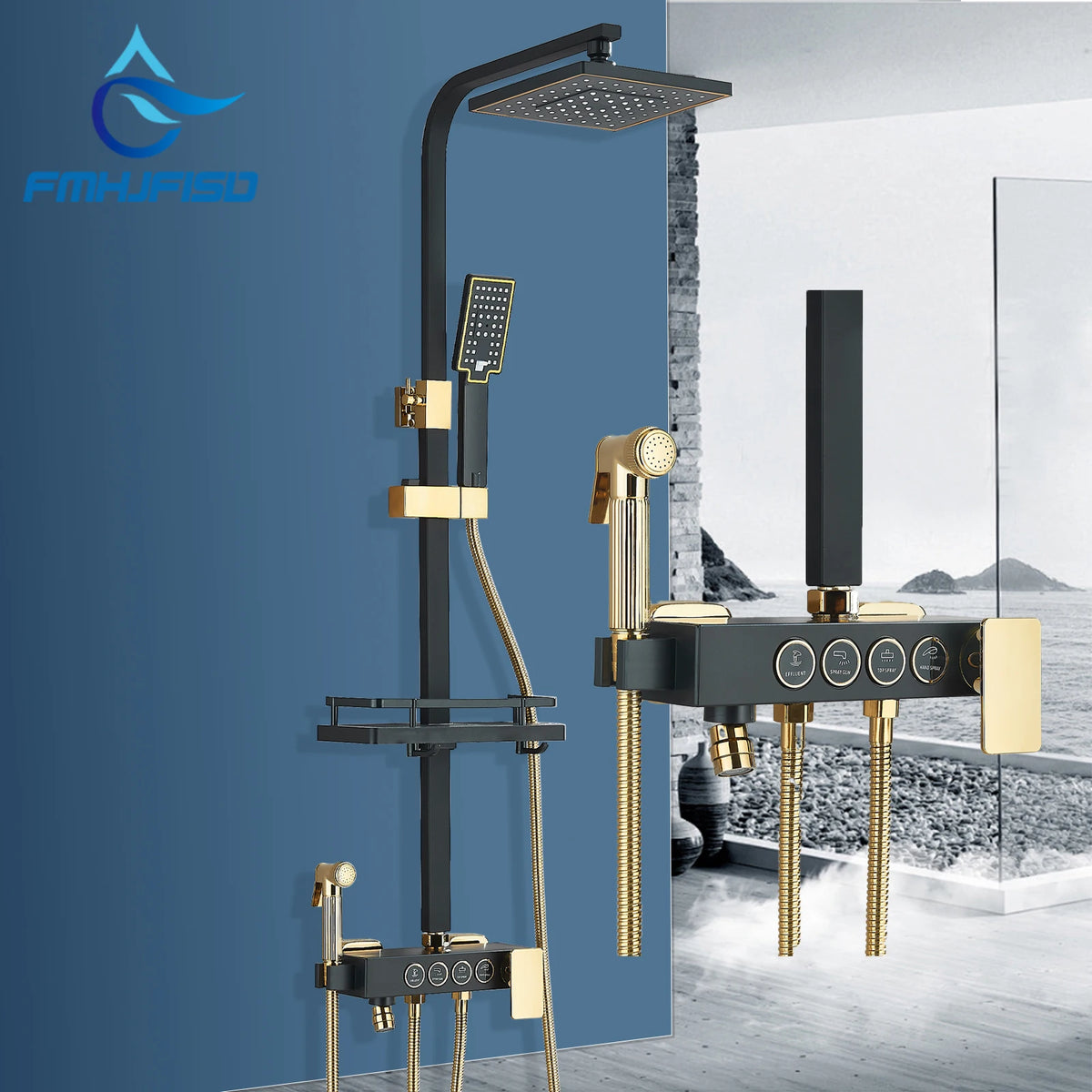Fmhjfisd Brass Rainfall Shower Faucet And Bathtub Mixer System