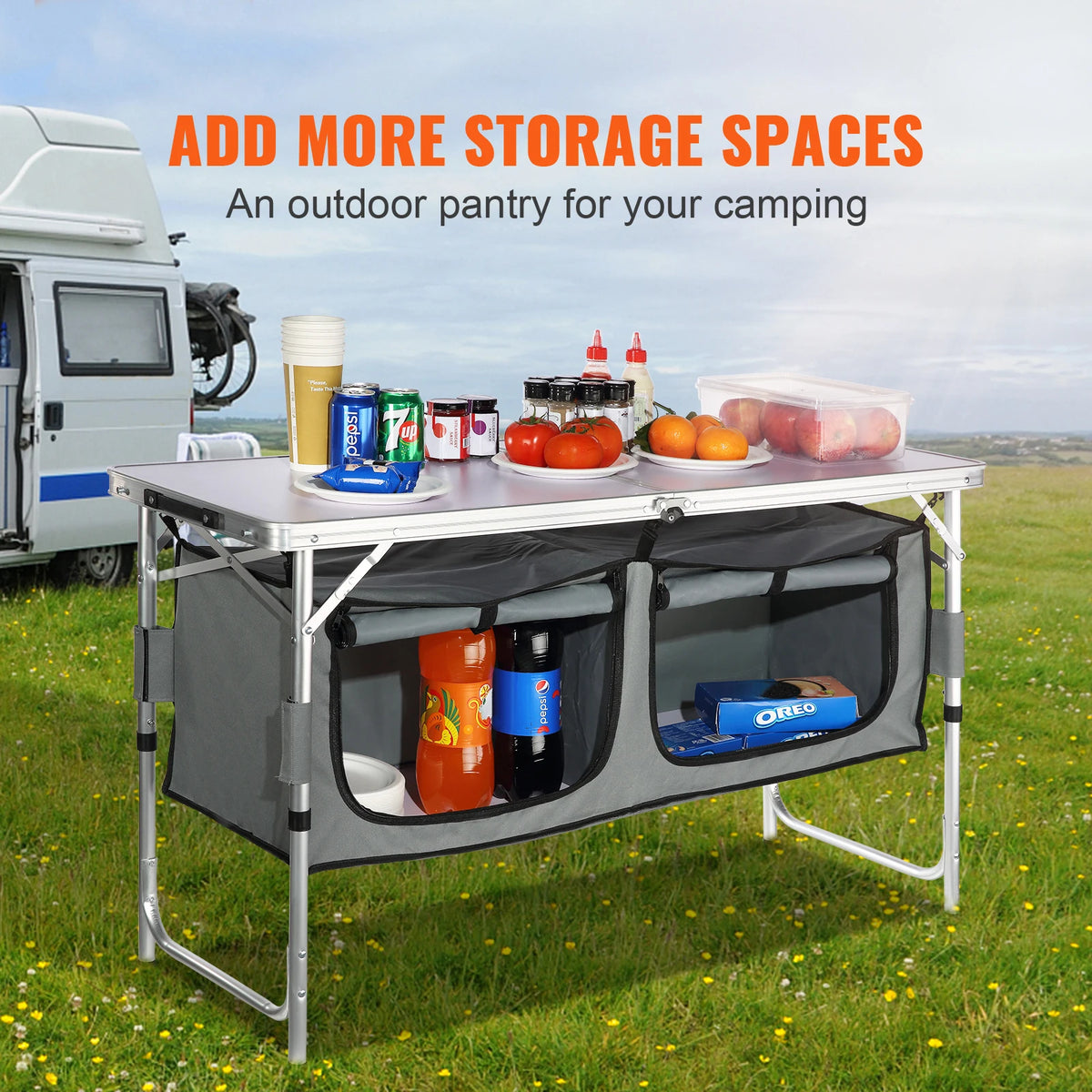 SucceBuy Folding Outdoor Camping Table With Storage Bag
