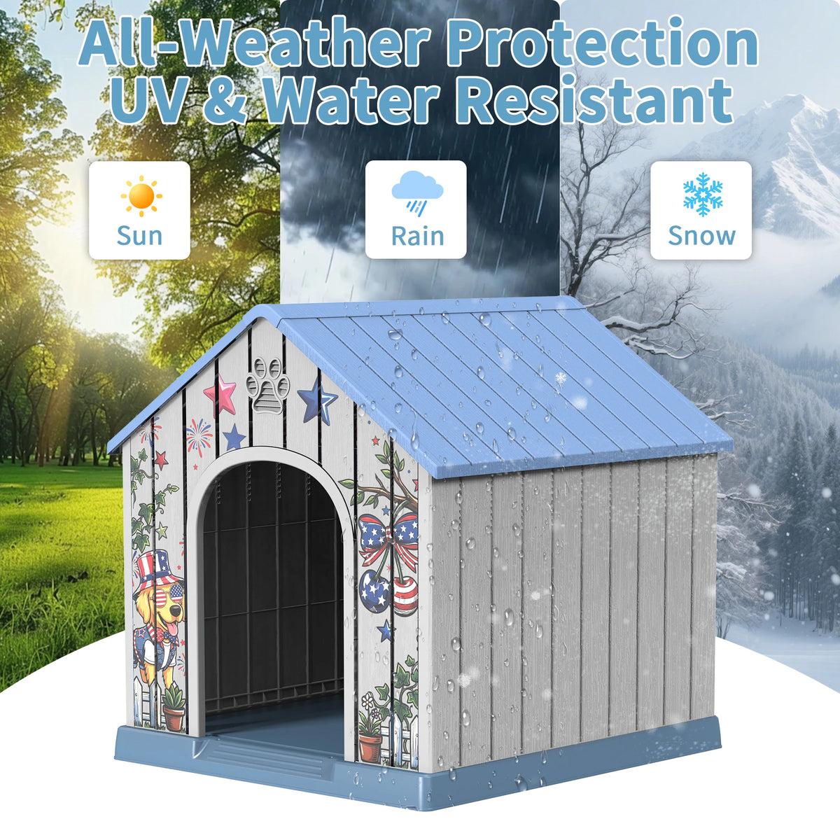 Weatherproof Plastic Dog House Outdoor Pet Shelter