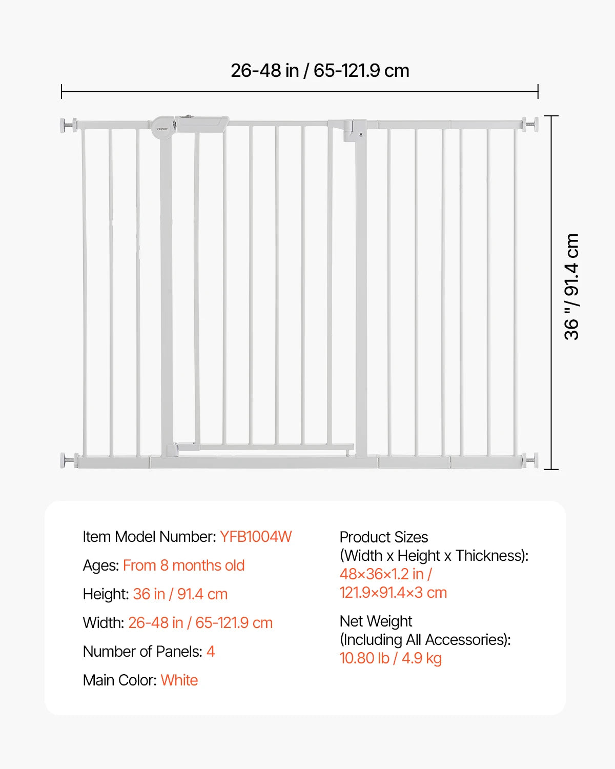 SucceBuy Pressure Mount Baby Gate For Dogs And Children