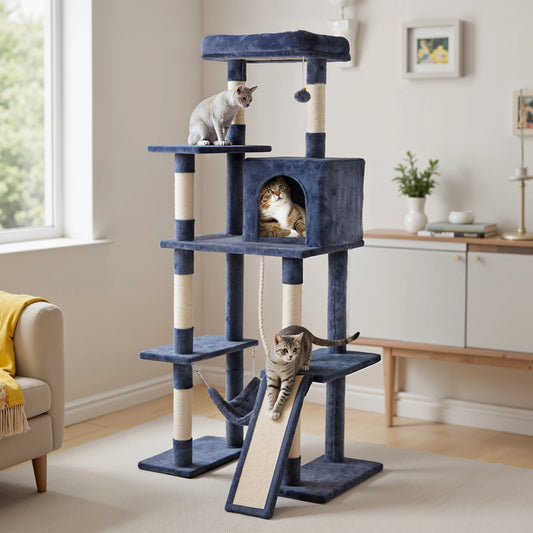 JHK Tall Multi Tier Cat Tree With Sisal Scratching Posts